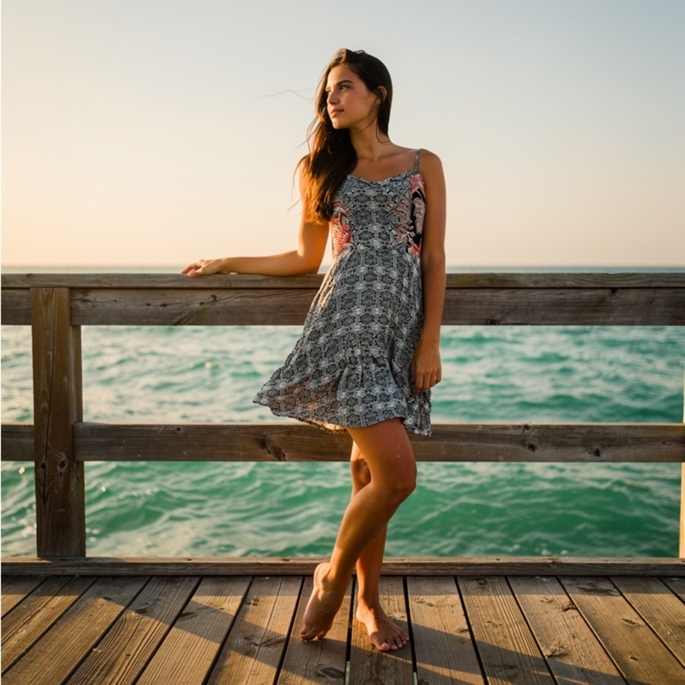 Aeropostale Black and Pink Patterned Mini Dress